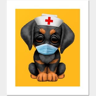 Cute Doberman Puppy Nurse Posters and Art